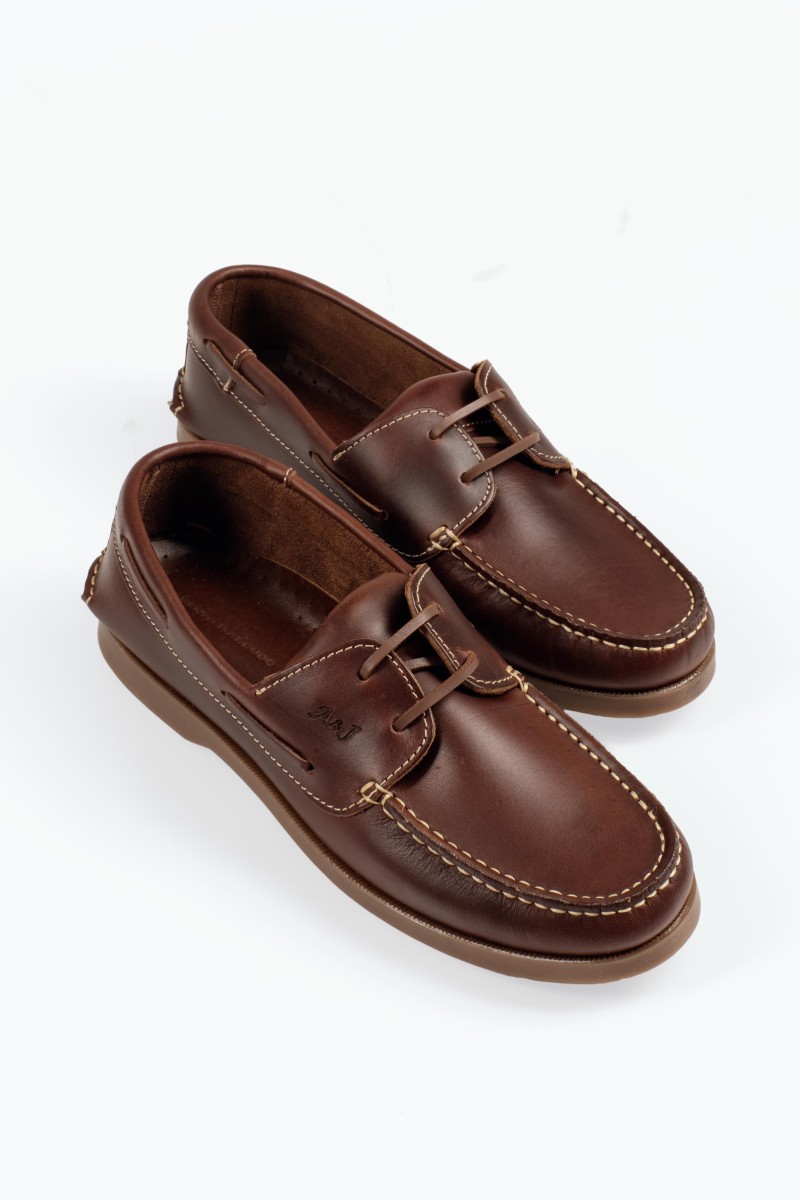 Δερμάτινα ανδρικά Boat loafers σε καφέ χρώμα