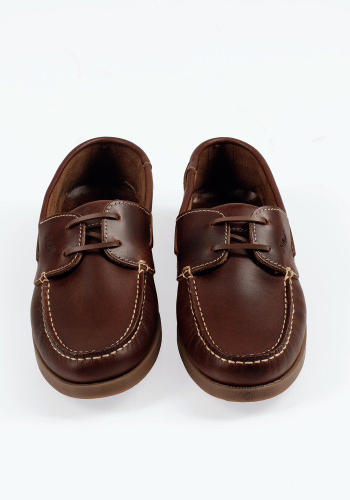 Δερμάτινα ανδρικά Boat loafers σε καφέ χρώμα