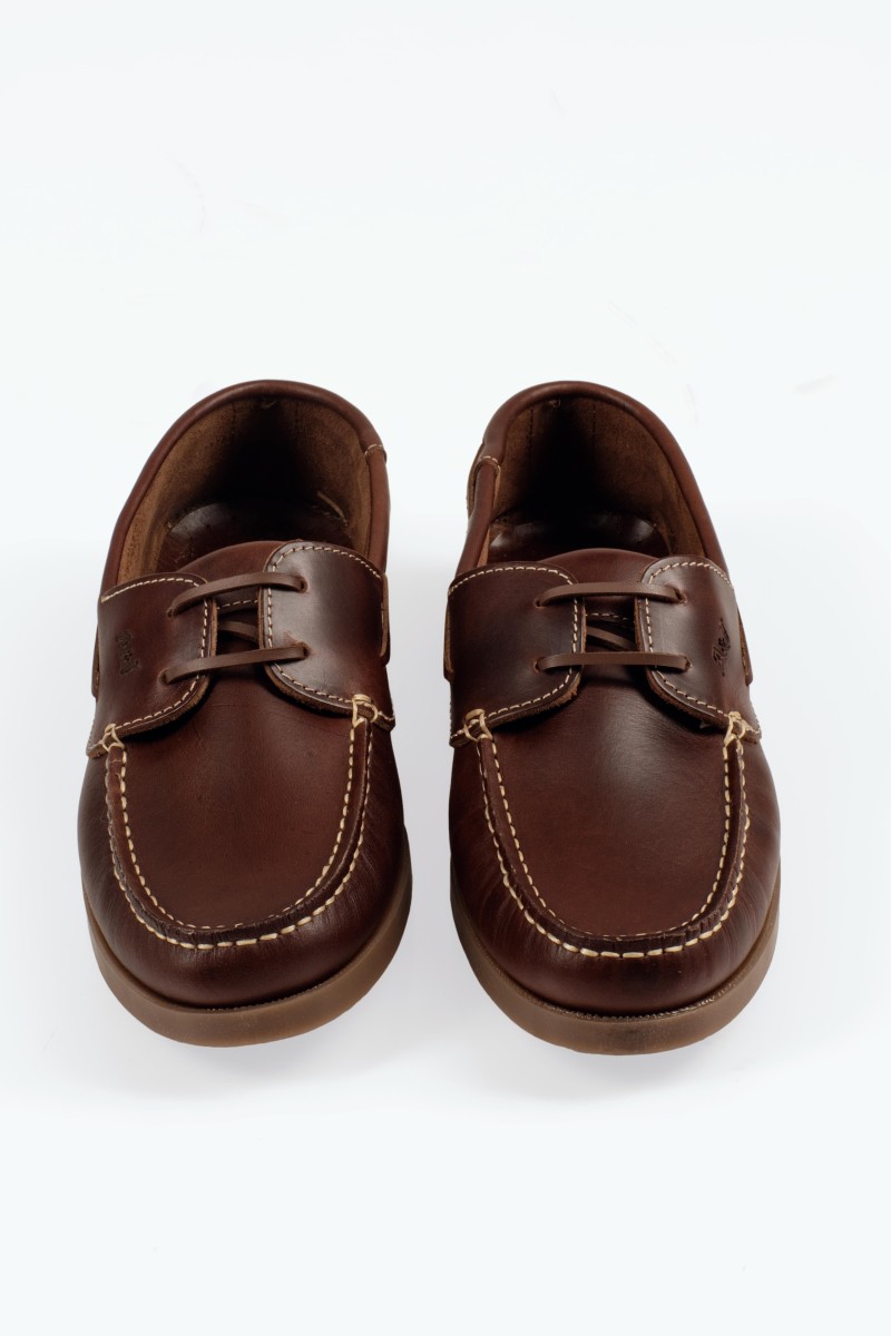 Δερμάτινα ανδρικά Boat loafers σε καφέ χρώμα