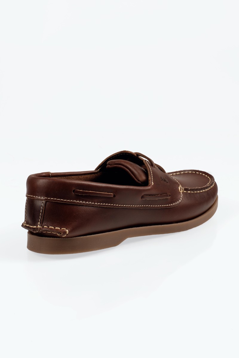 Δερμάτινα ανδρικά Boat loafers σε καφέ χρώμα