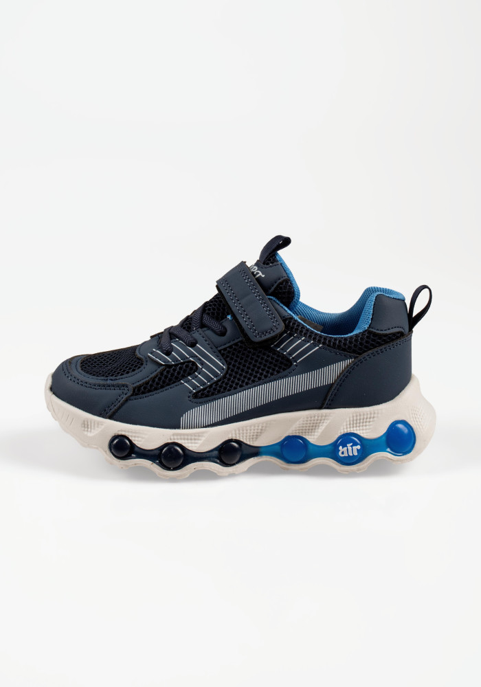 Παιδικά μπλε αθλητικά sneakers με αυτοκόλλητο