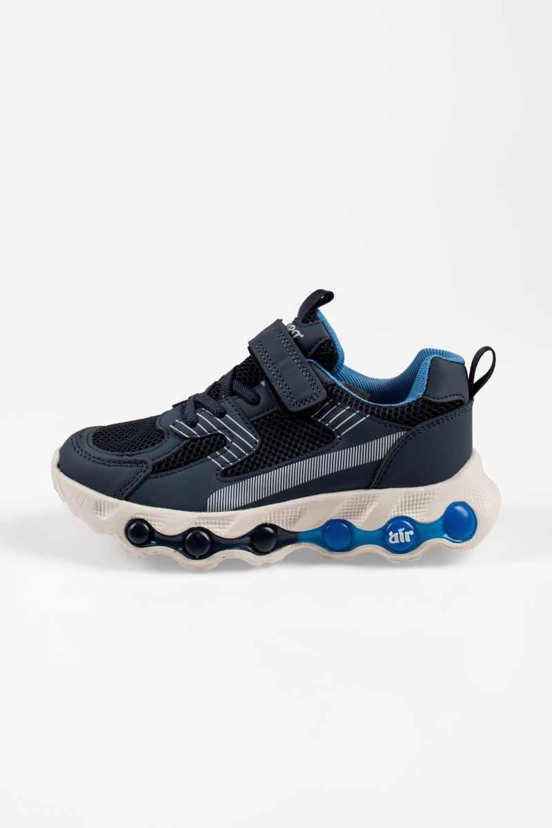 Παιδικά μπλε αθλητικά sneakers με αυτοκόλλητο