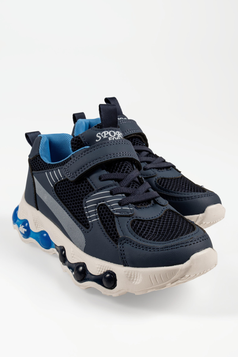 Παιδικά μπλε αθλητικά sneakers με αυτοκόλλητο