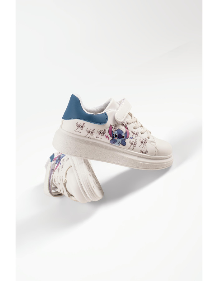 Disney Stitch sneakers για κορίτσια λευκά με μπλε λεπτομέρεια στο πίσω μέρος
