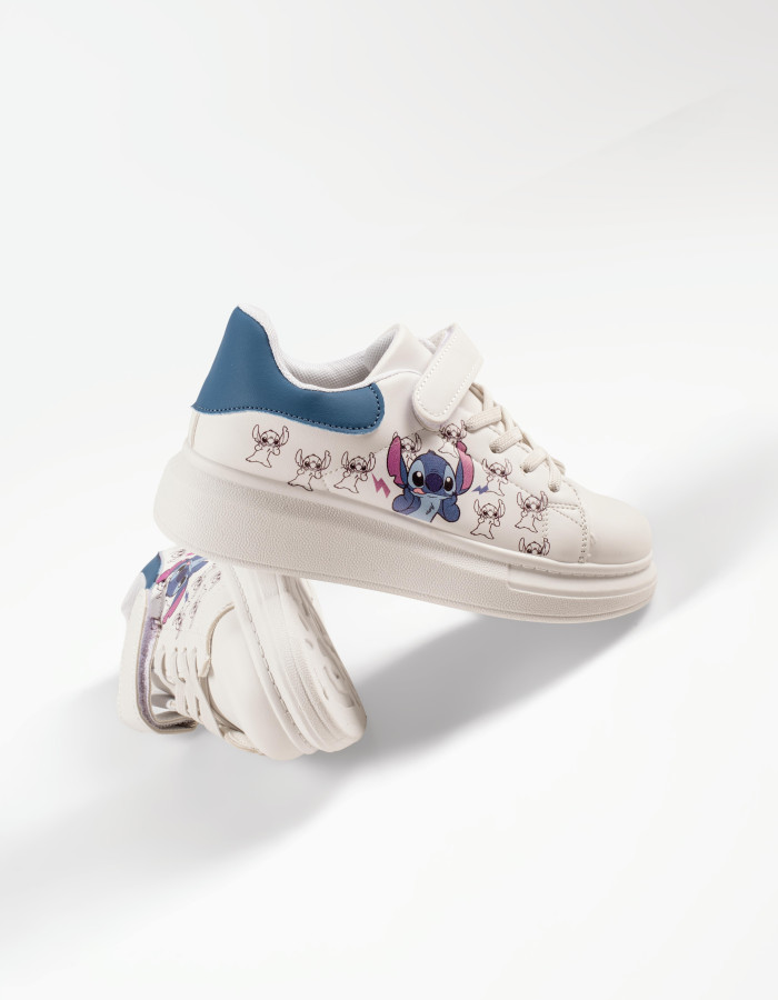 Disney Stitch sneakers για κορίτσια λευκά με μπλε λεπτομέρεια στο πίσω μέρος