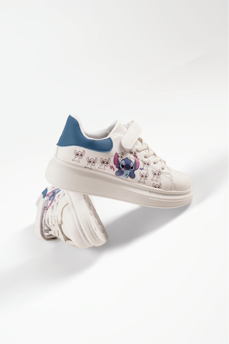 Disney Stitch sneakers για κορίτσια λευκά με μπλε λεπτομέρεια στο πίσω μέρος
