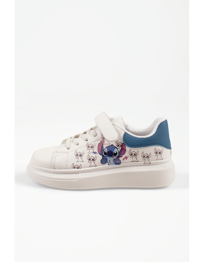 Disney Stitch sneakers για κορίτσια λευκά με μπλε λεπτομέρεια στο πίσω μέρος