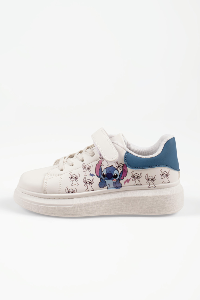 Disney Stitch sneakers για κορίτσια λευκά με μπλε λεπτομέρεια στο πίσω μέρος