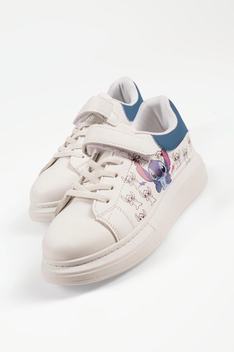 Disney Stitch sneakers για κορίτσια λευκά με μπλε λεπτομέρεια στο πίσω μέρος