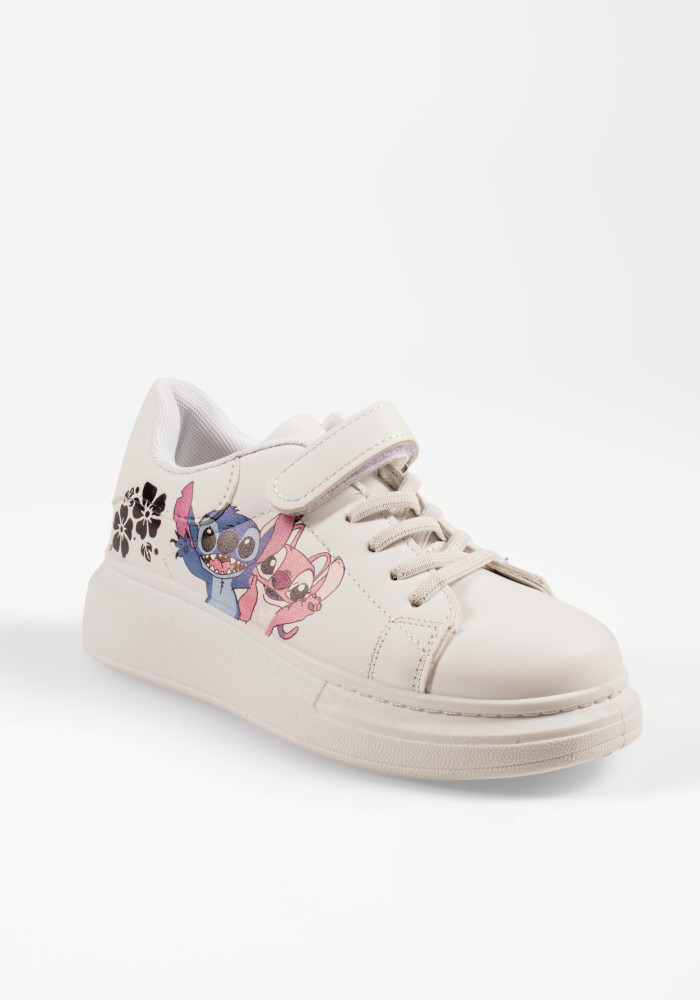 Disney Lilo & Stitch λευκά sneakers για κορίτσια με αυτοκόλλητο