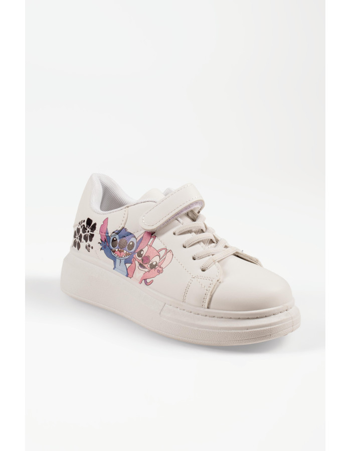 Disney Lilo & Stitch λευκά sneakers για κορίτσια με αυτοκόλλητο