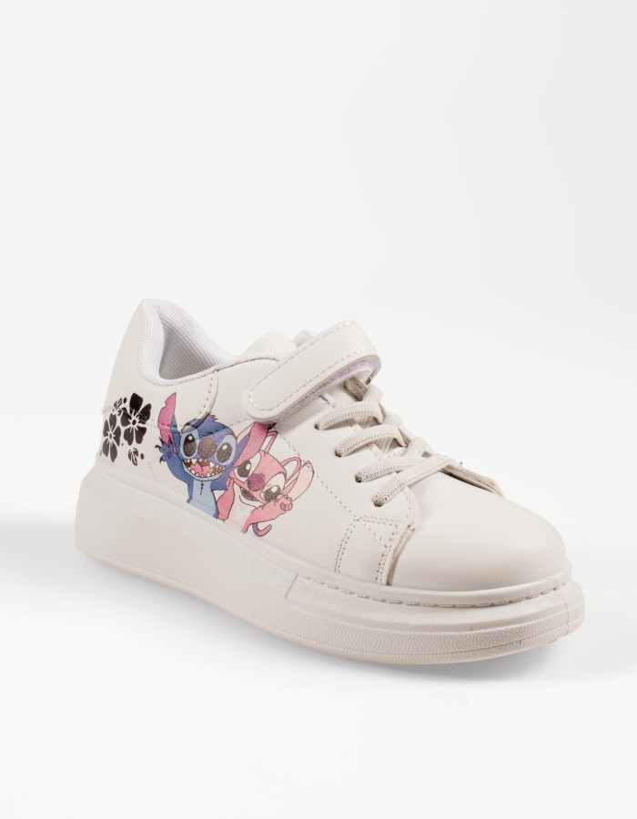 Disney Lilo & Stitch λευκά sneakers για κορίτσια με αυτοκόλλητο