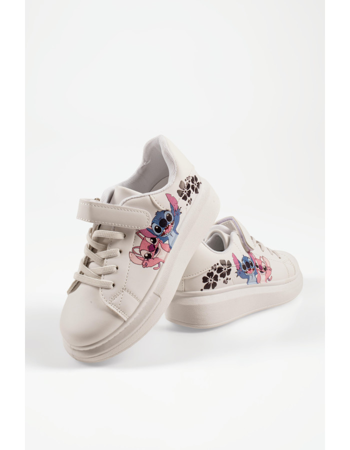 Disney Lilo & Stitch λευκά sneakers για κορίτσια με αυτοκόλλητο