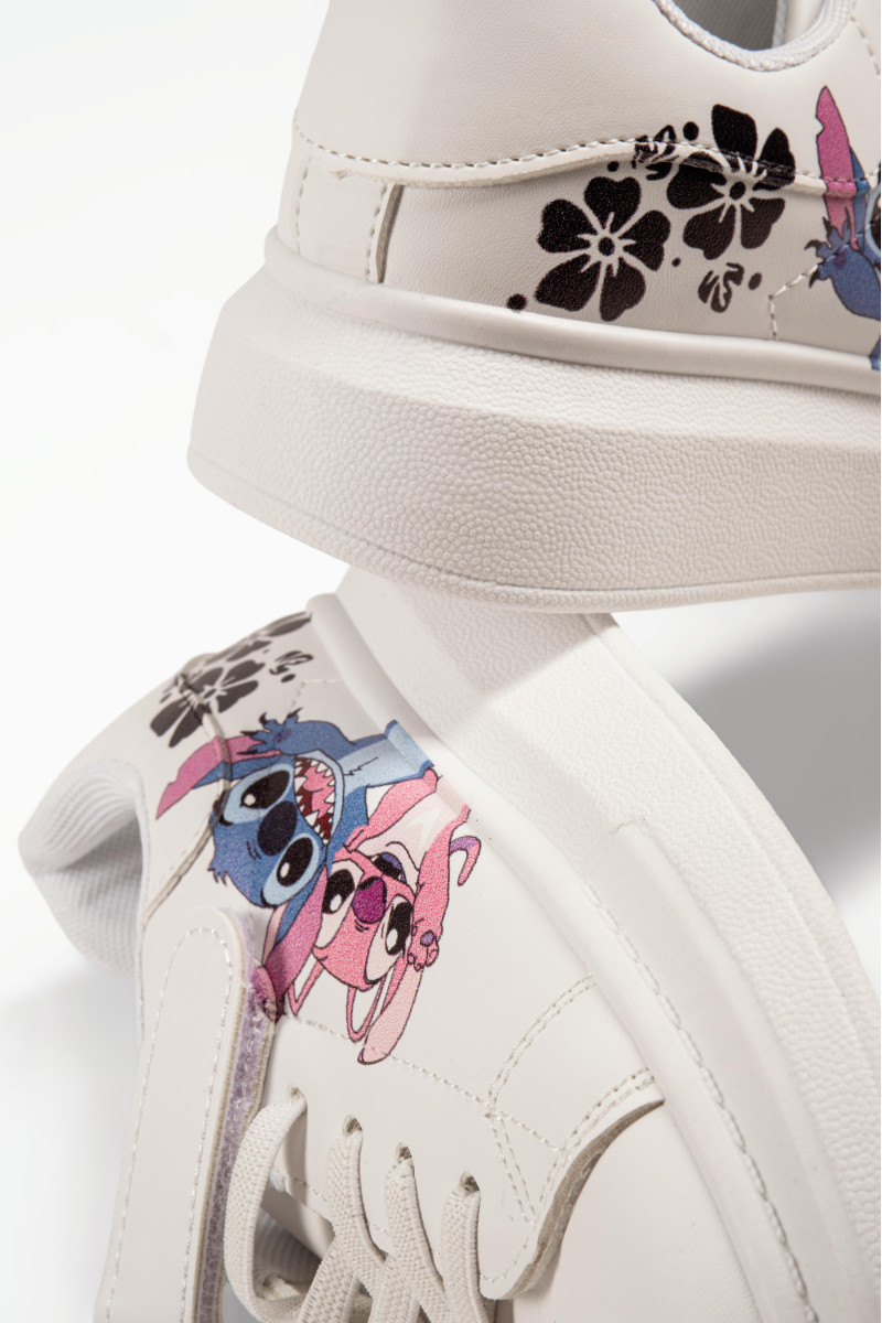 Disney Lilo & Stitch λευκά sneakers για κορίτσια με αυτοκόλλητο