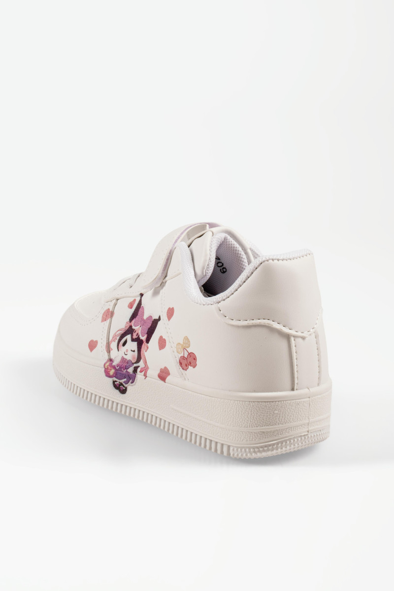 Παιδικά sneakers λευκά με πολύχρωμο print και αντιολισθητική σόλα