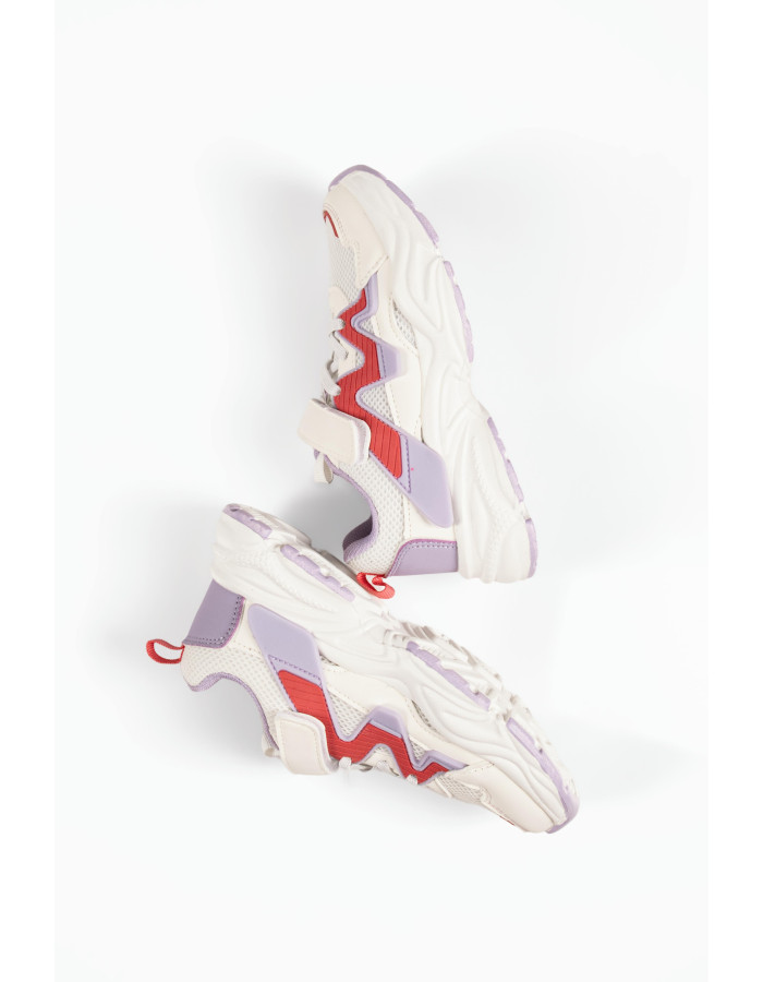 Παιδικά sneakers λευκά αθλητικά chunky με μωβ λεπτομέρειες