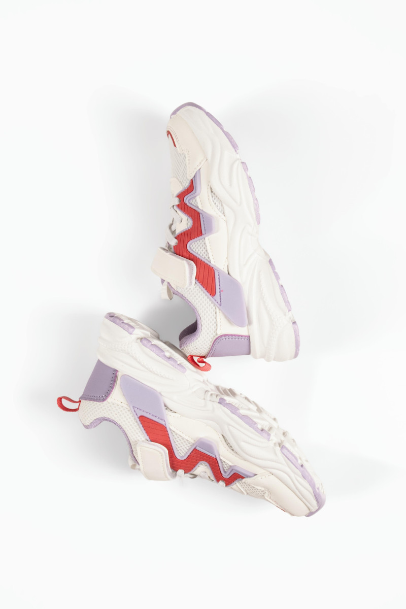 Παιδικά sneakers λευκά αθλητικά chunky με μωβ λεπτομέρειες