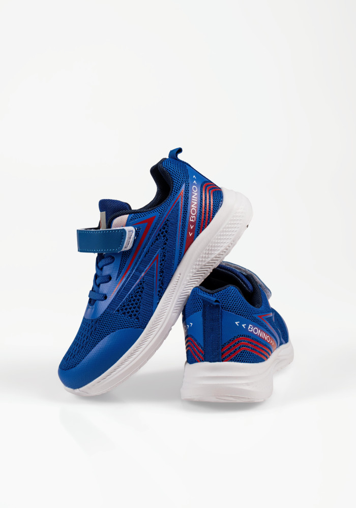 Παιδικά αθλητικά sneakers μπλε με αυτοκόλλητο λουράκι και μαλακό πάτο