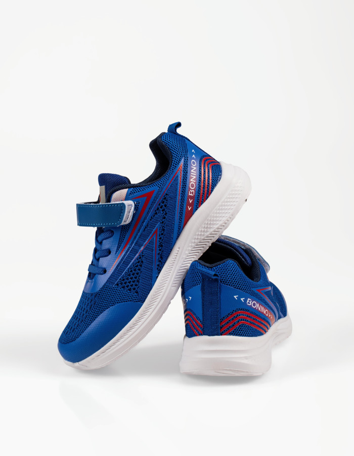 Παιδικά αθλητικά sneakers μπλε με αυτοκόλλητο λουράκι και μαλακό πάτο