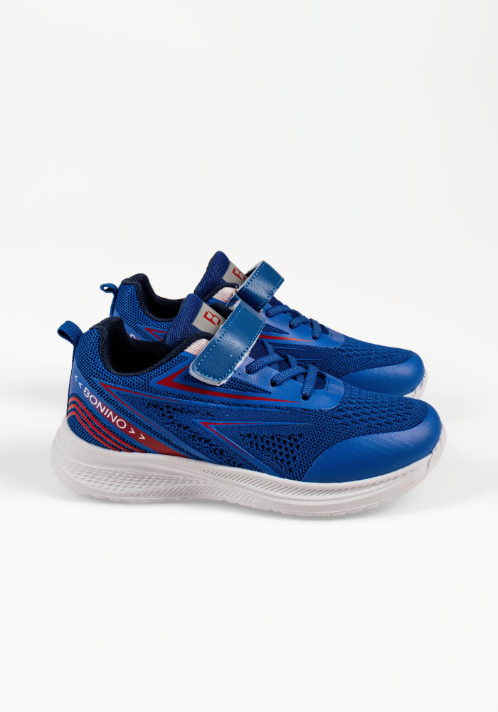 Παιδικά αθλητικά sneakers μπλε με αυτοκόλλητο λουράκι και μαλακό πάτο