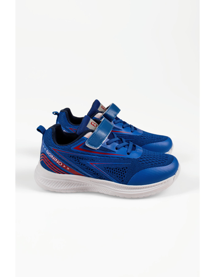 Παιδικά αθλητικά sneakers μπλε με αυτοκόλλητο λουράκι και μαλακό πάτο