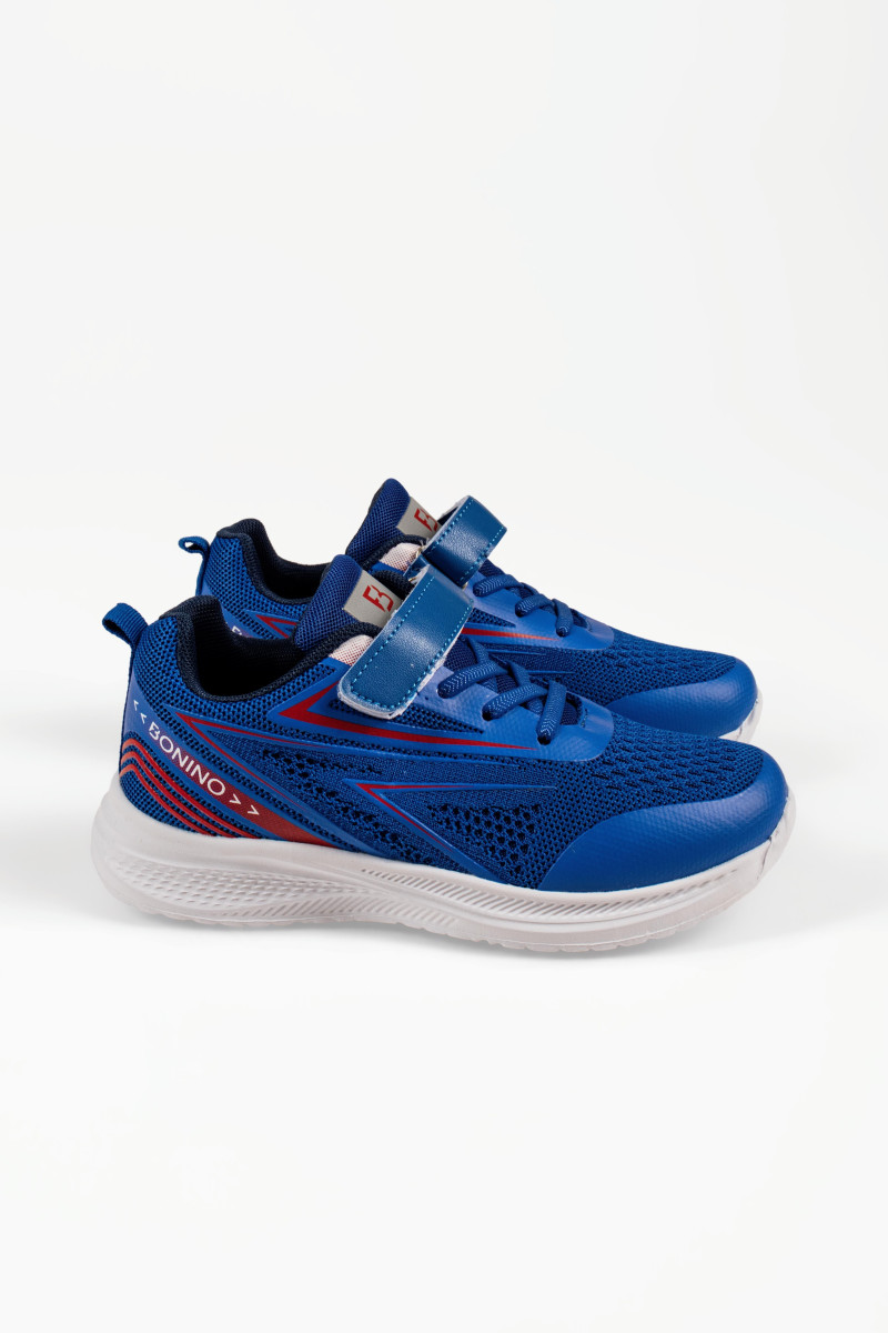 Παιδικά αθλητικά sneakers μπλε με αυτοκόλλητο λουράκι και μαλακό πάτο