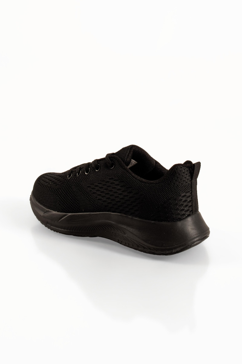 Μαύρα unisex running αθλητικά με πλεκτή υφή και κορδόνια