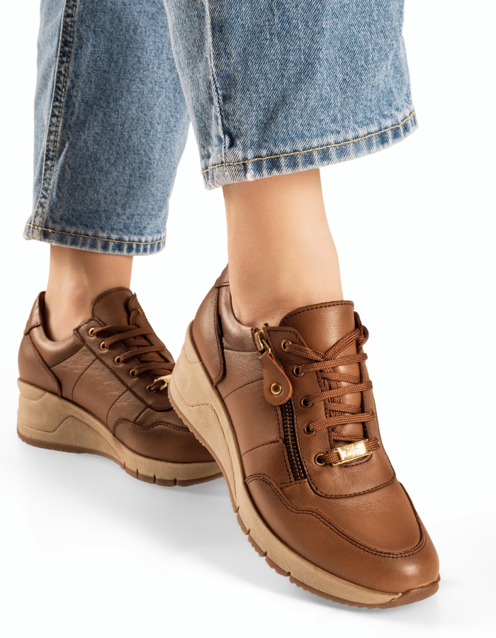 Ragazza ταμπά γυναικεία δερμάτινα ανατομικά sneakers με πλατφόρμα