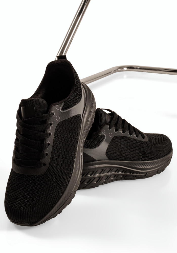 Μαύρα unisex running αθλητικά με ανάγλυφη σόλα