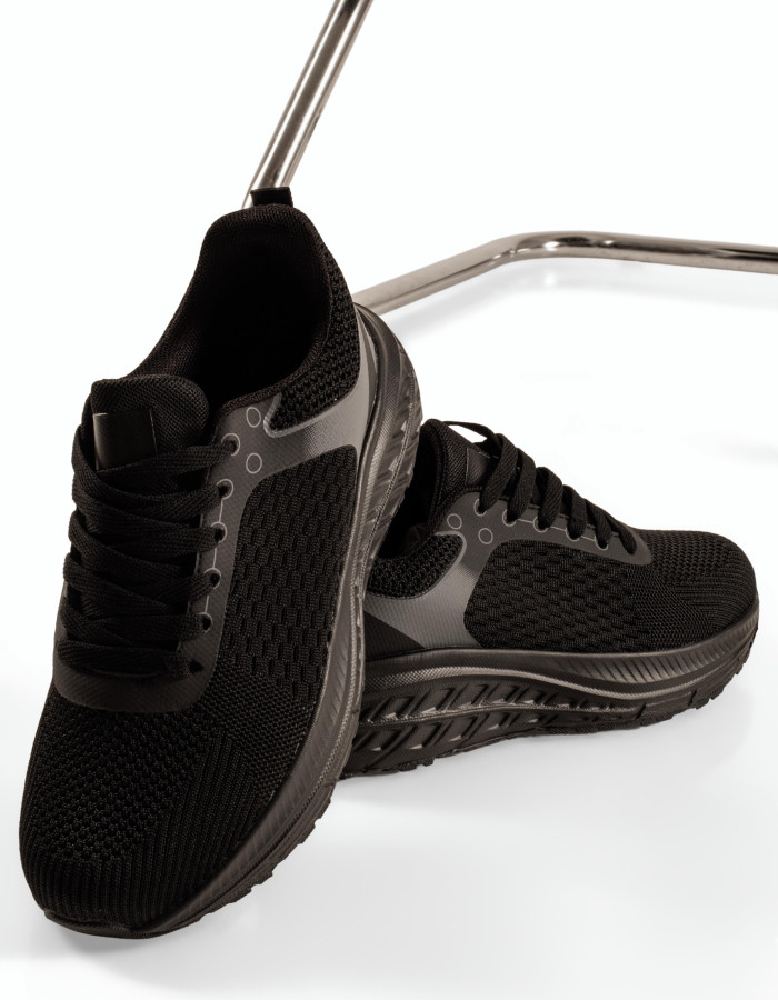 Μαύρα unisex running αθλητικά με ανάγλυφη σόλα