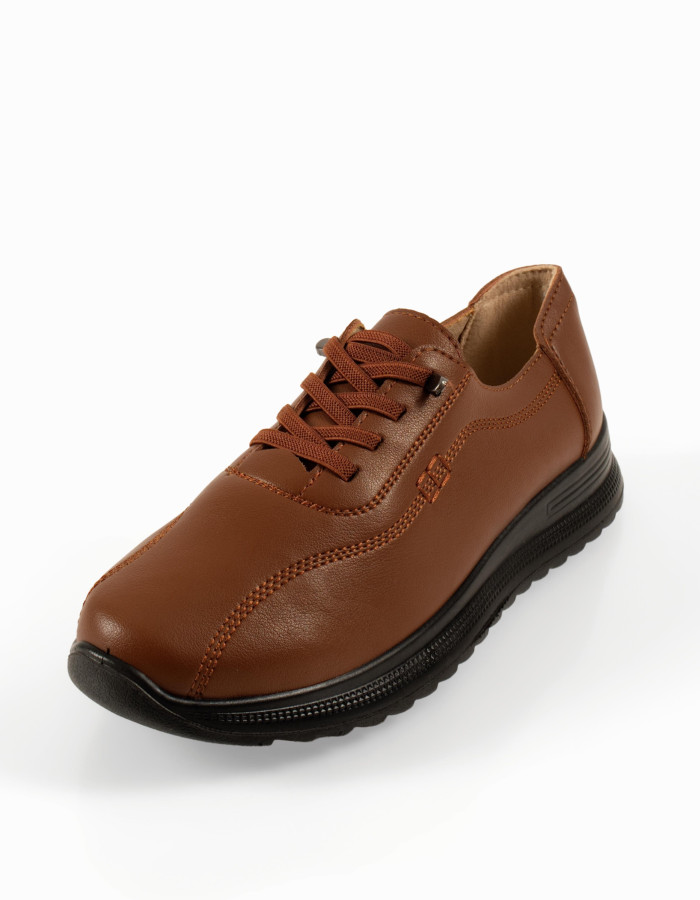 Γυναικεία slip-on με ελαστικά κορδόνια ταμπά και ανάγλυφη χοντρή σόλα