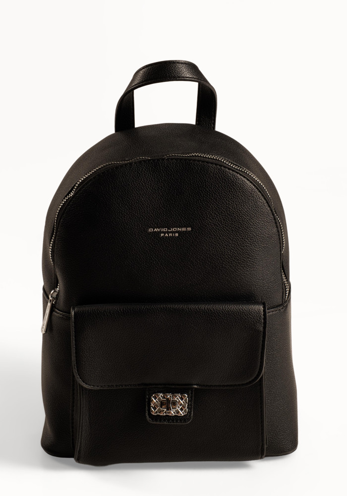 David Jones μαύρο γυναικείο backpack με μπροστινή θήκη και κούμπωμα