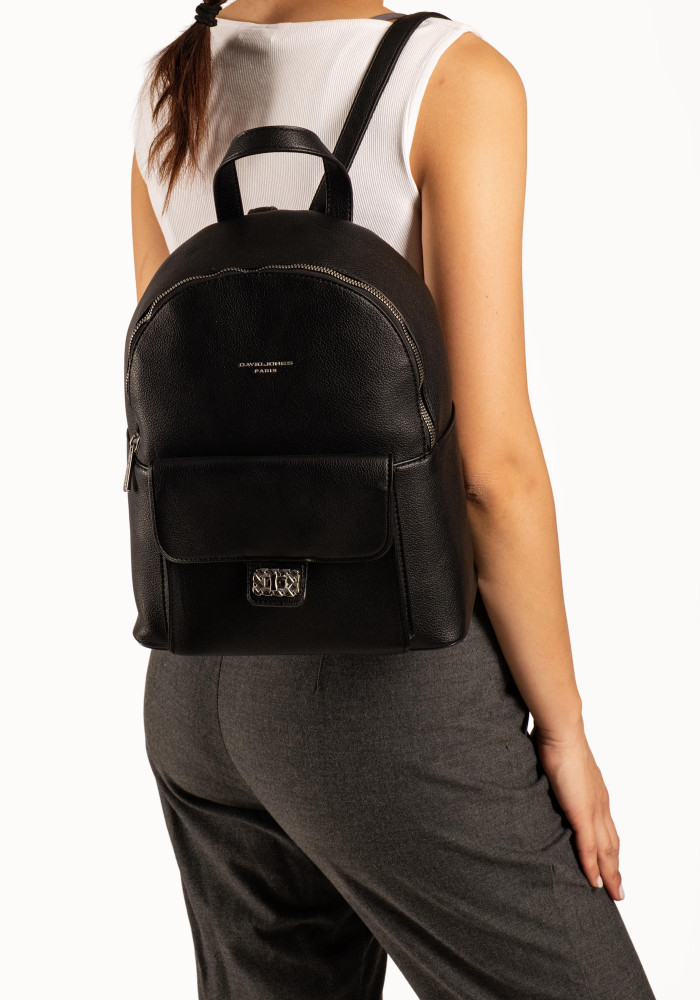 David Jones μαύρο γυναικείο backpack με μπροστινή θήκη και κούμπωμα