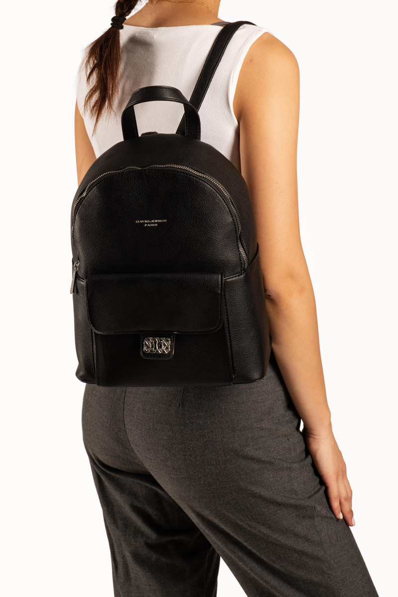 David Jones μαύρο γυναικείο backpack με μπροστινή θήκη και κούμπωμα