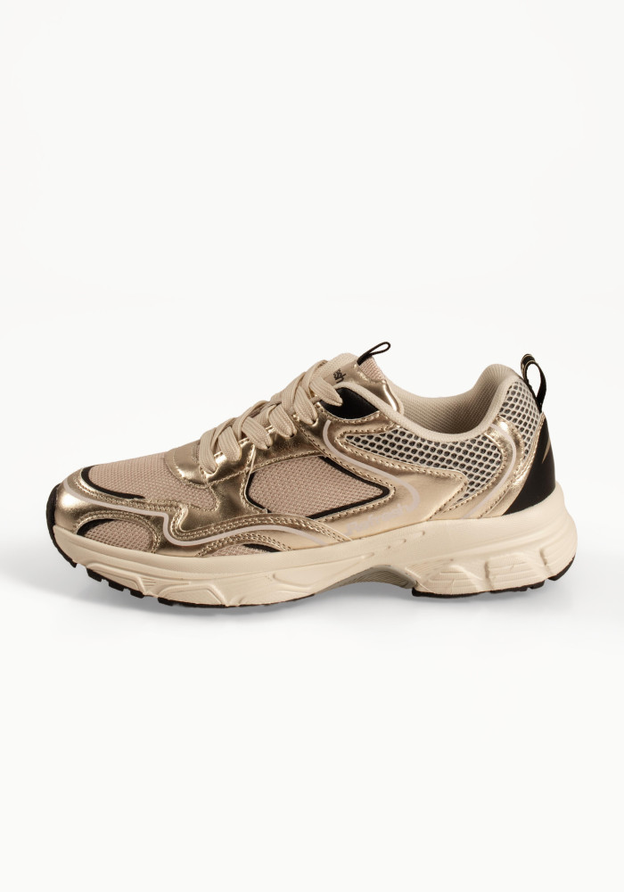 Refresh γυναικεία χρυσά sneakers με κορδόνια και chunky λευκή σόλα