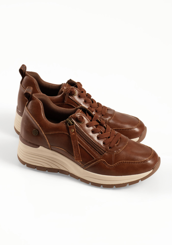 Refresh ταμπά γυναικεία sneakers με μπεζ υπερυψωμένη σόλα