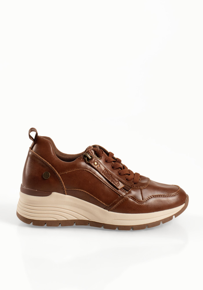 Refresh ταμπά γυναικεία sneakers με μπεζ υπερυψωμένη σόλα
