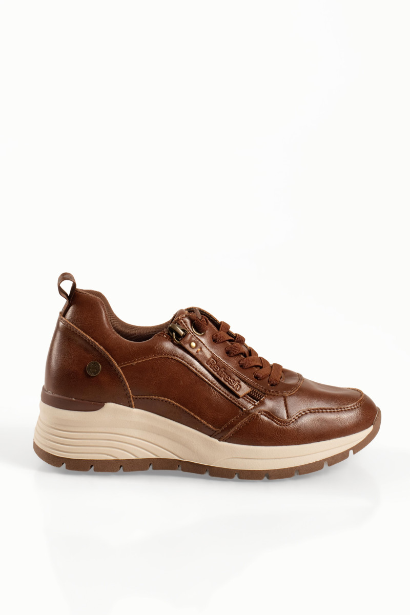 Refresh ταμπά γυναικεία sneakers με μπεζ υπερυψωμένη σόλα