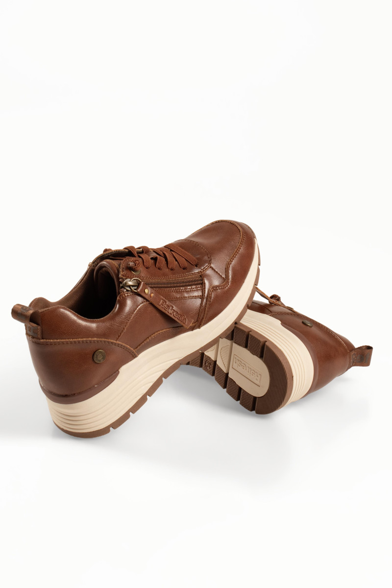 Refresh ταμπά γυναικεία sneakers με μπεζ υπερυψωμένη σόλα