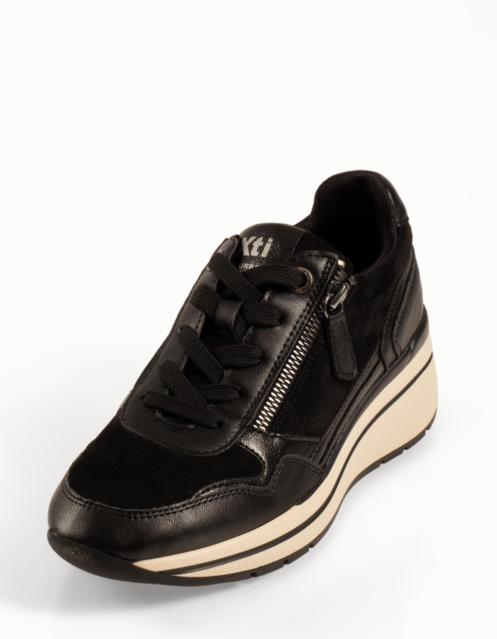 Xti μαύρα γυναικεία sneakers με πλατφόρμα και εξωτερικό φερμουάρ