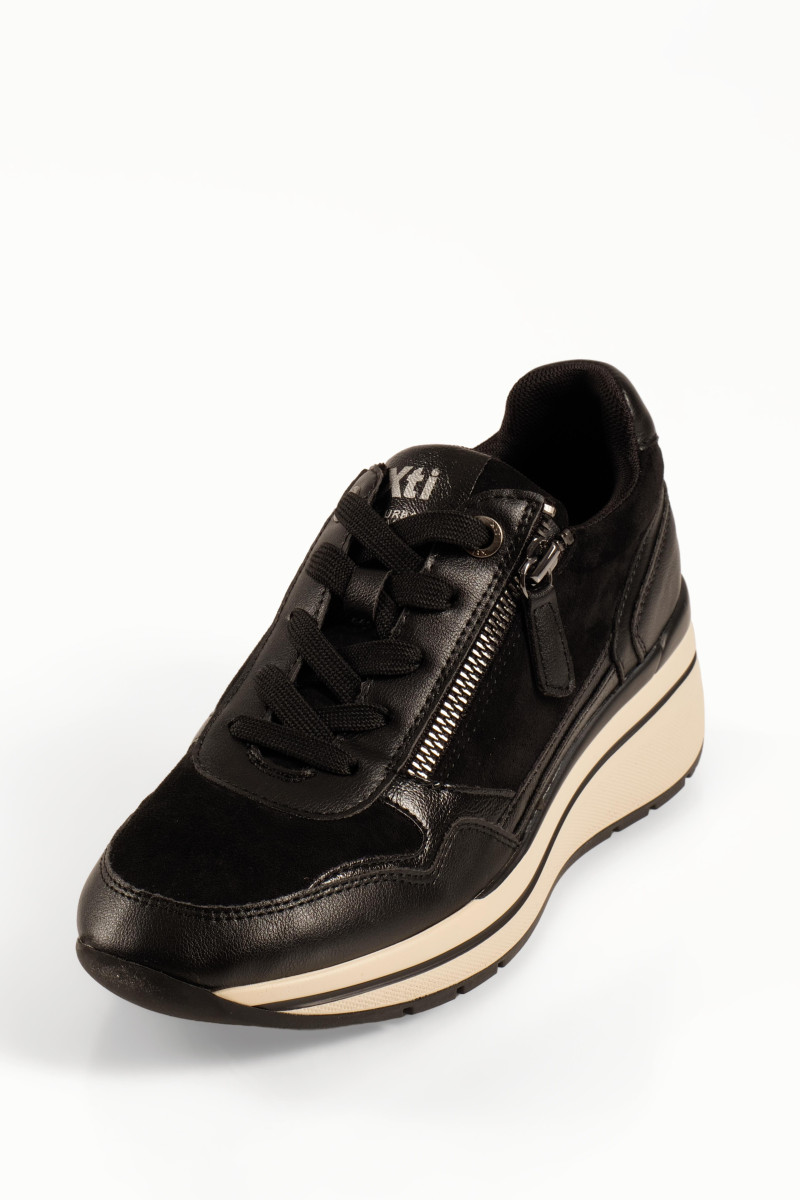 Xti μαύρα γυναικεία sneakers με πλατφόρμα και εξωτερικό φερμουάρ