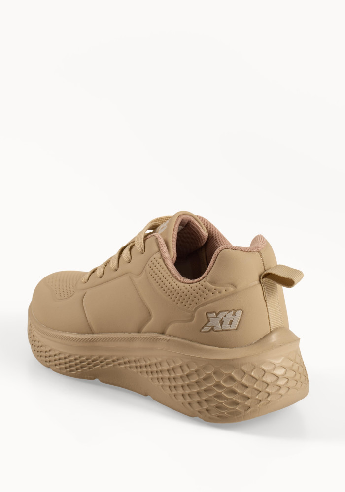 Xti μπεζ γυναικεία sneakers με χοντρή,ανάγλυφη σόλα