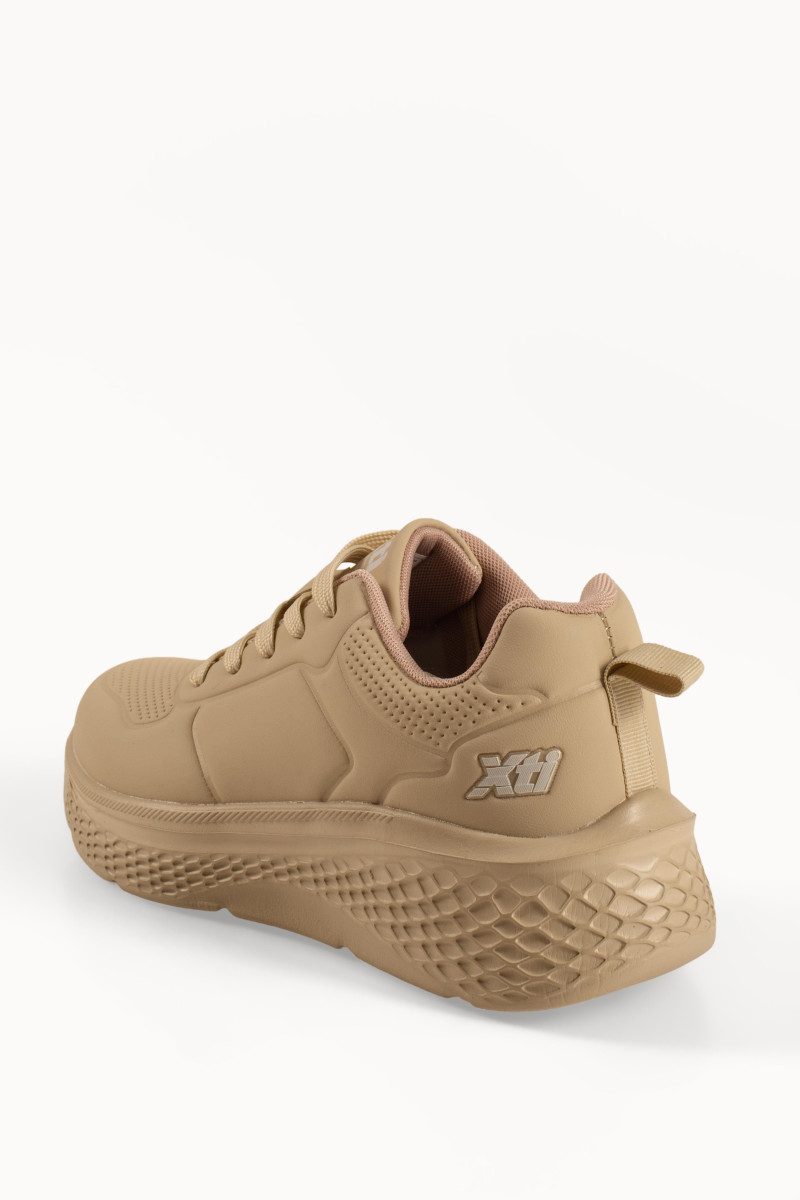 Xti μπεζ γυναικεία sneakers με χοντρή,ανάγλυφη σόλα
