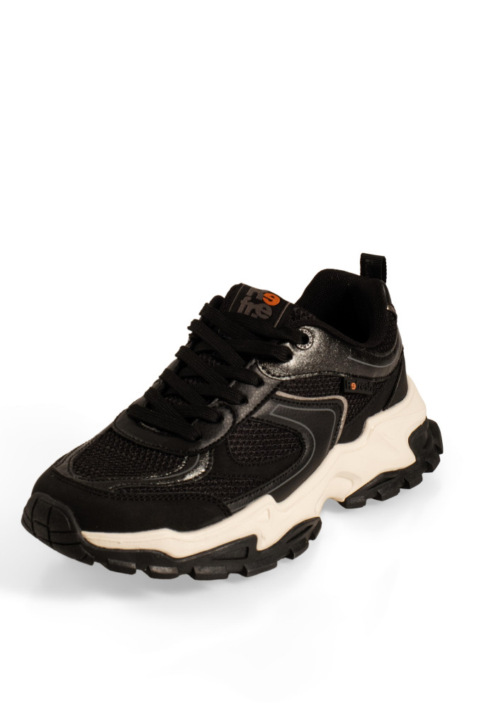 Refresh μαύρα γυναικεία sneakers με chunky σόλα και κορδόνια
