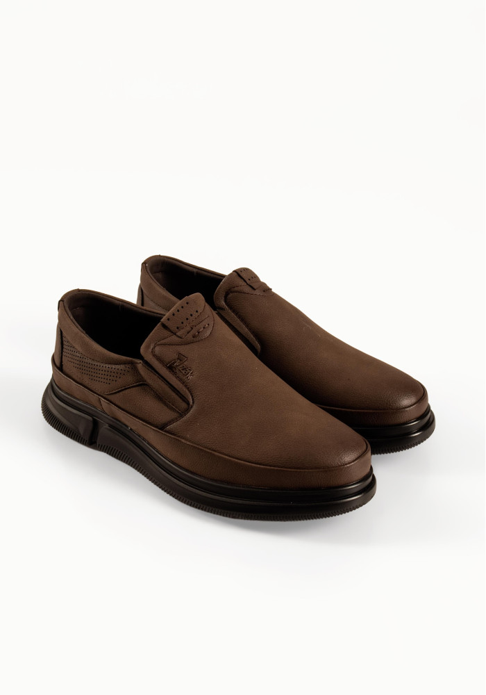 Zak ανδρικά καφέ παπούτσια slip-on με διάτρητες λεπτομέρειες