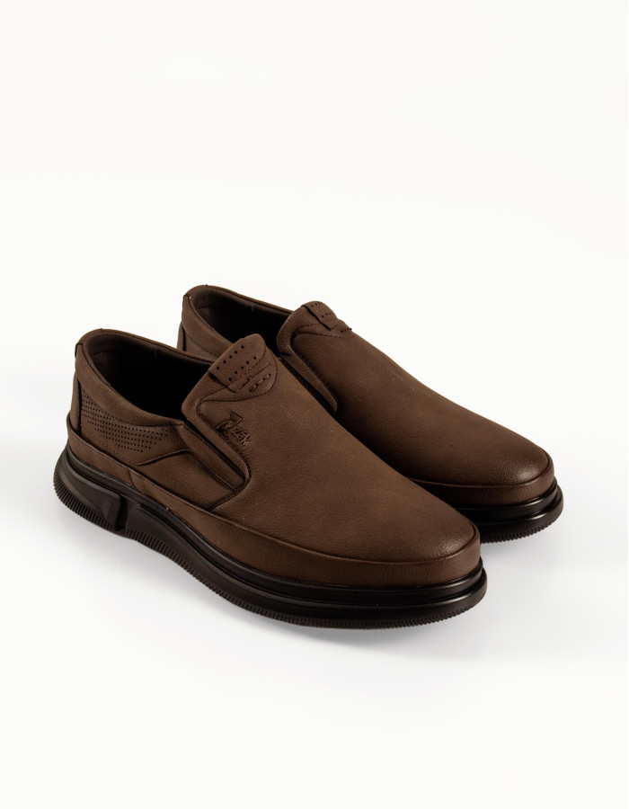 Zak ανδρικά καφέ παπούτσια slip-on με διάτρητες λεπτομέρειες