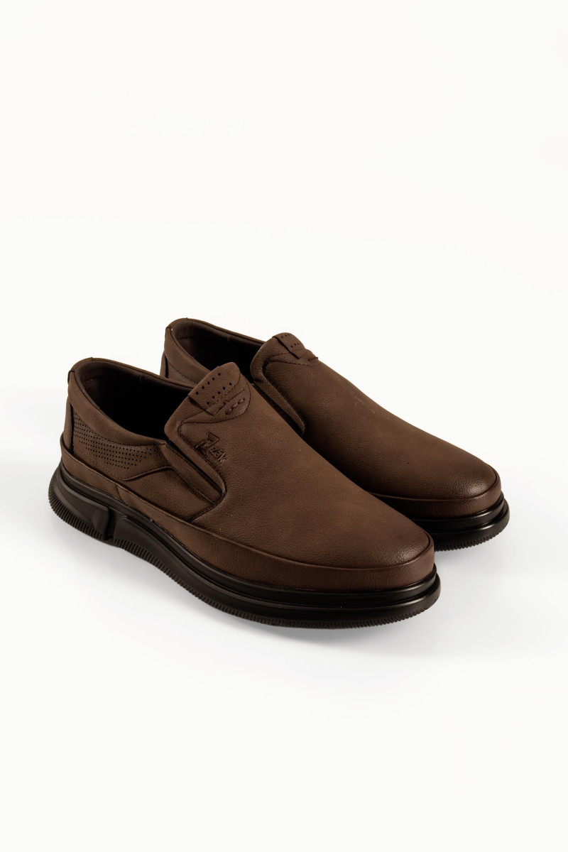 Zak ανδρικά καφέ παπούτσια slip-on με διάτρητες λεπτομέρειες