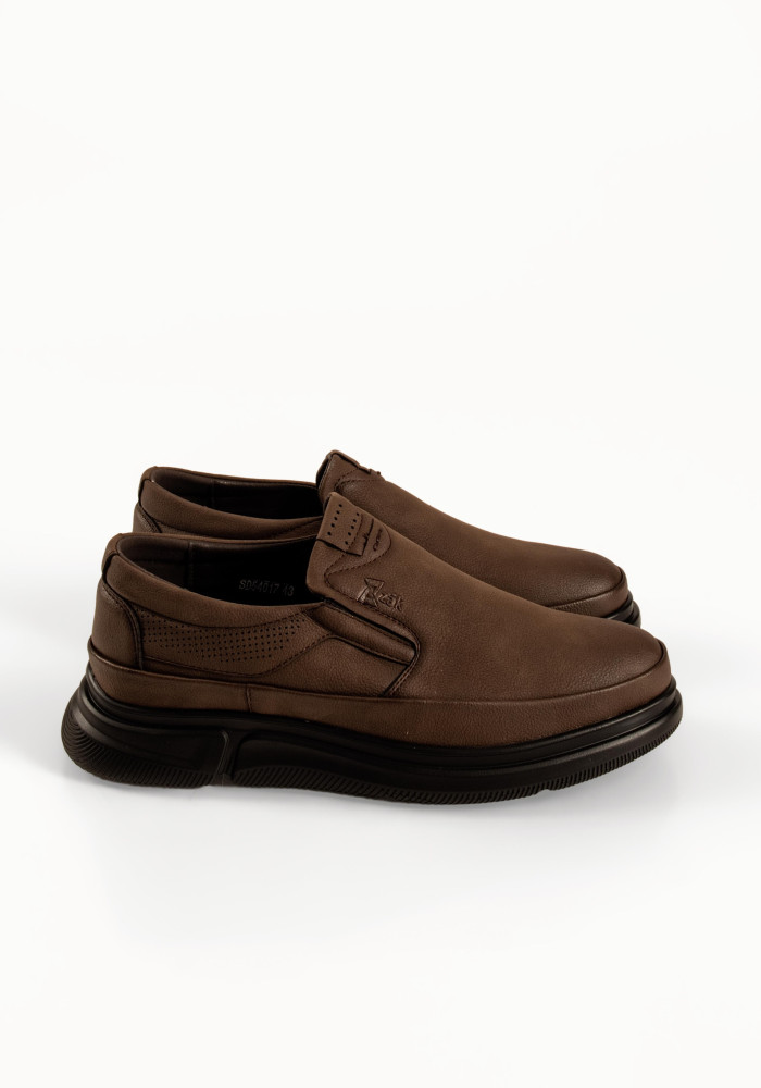 Zak ανδρικά καφέ παπούτσια slip-on με διάτρητες λεπτομέρειες