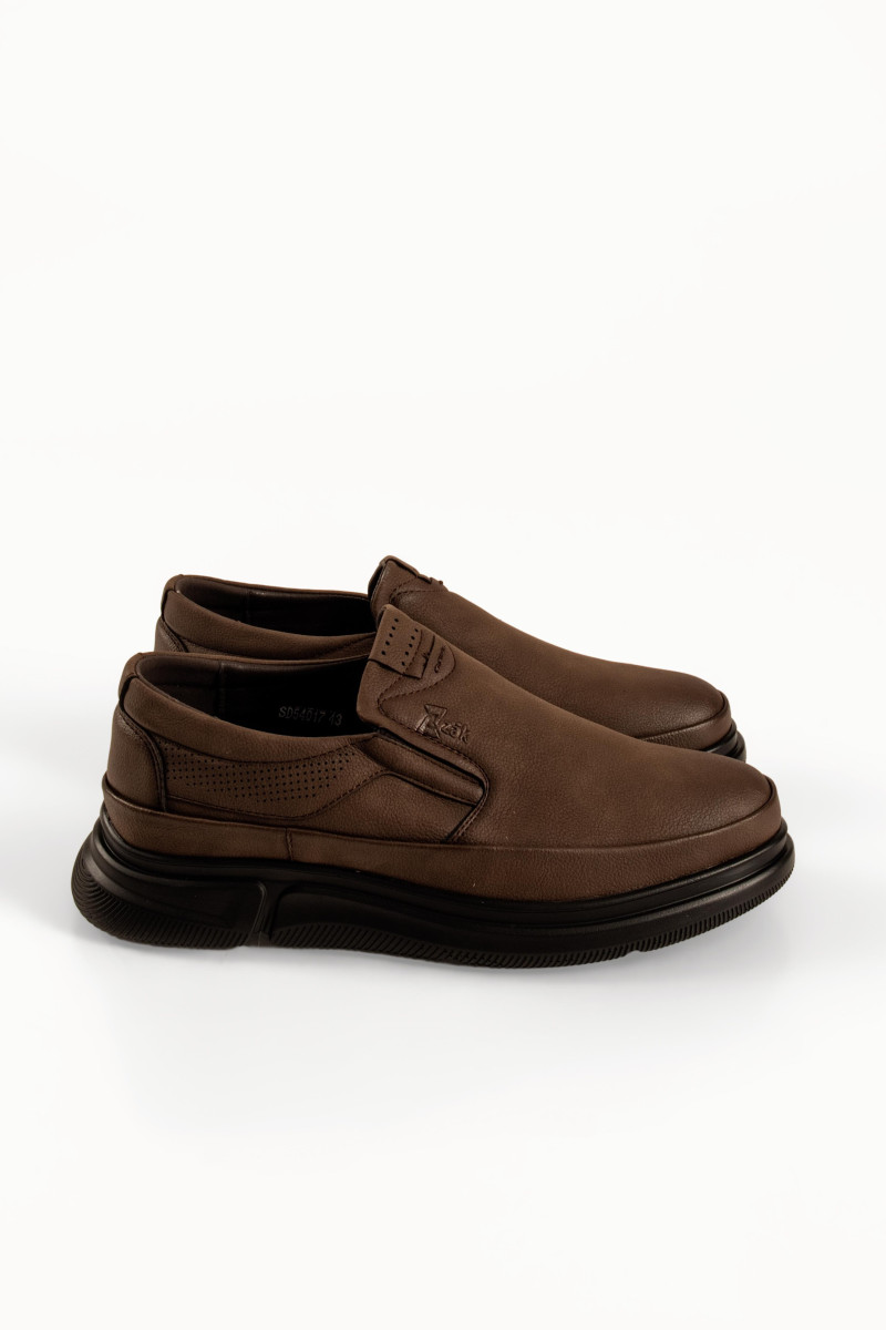 Zak ανδρικά καφέ παπούτσια slip-on με διάτρητες λεπτομέρειες