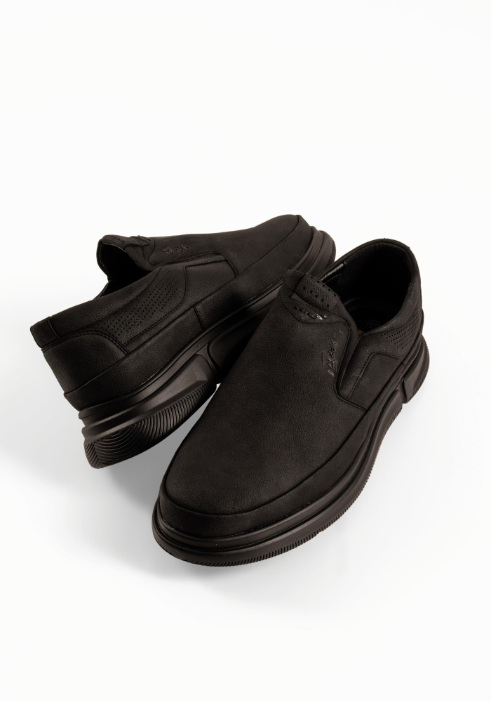Zak ανδρικά μαύρα παπούτσια slip-on με διάτρητες λεπτομέρειες